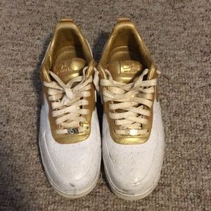 “Custom” White and Gold Air Force 1s